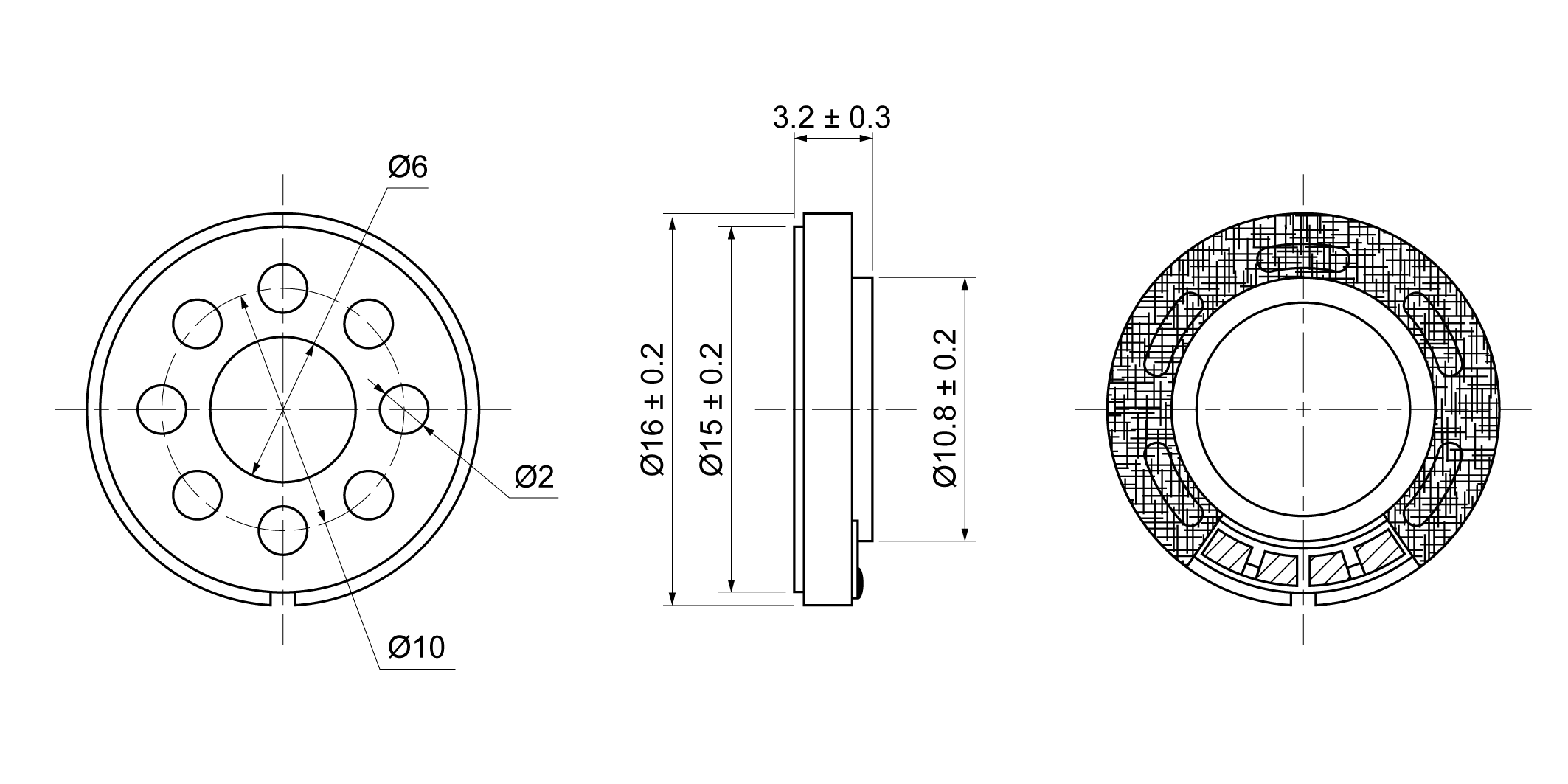 OSR16R-3.2M0.4W8A Mechanical Drawing